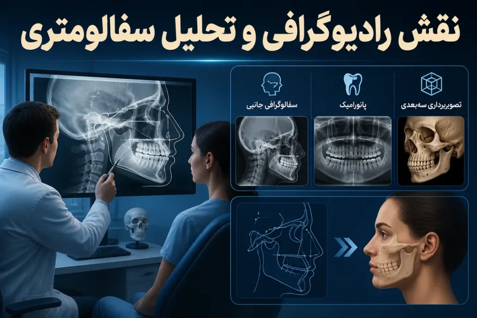 نمای توضیحی درباره نقش رادیوگرافی و تحلیل سفالومتری